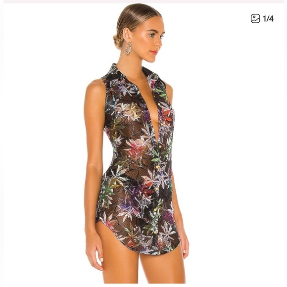 Kim Shui Dresses & Skirts - Kim Shui Black Sheer Sleeveless Shirt dress size L